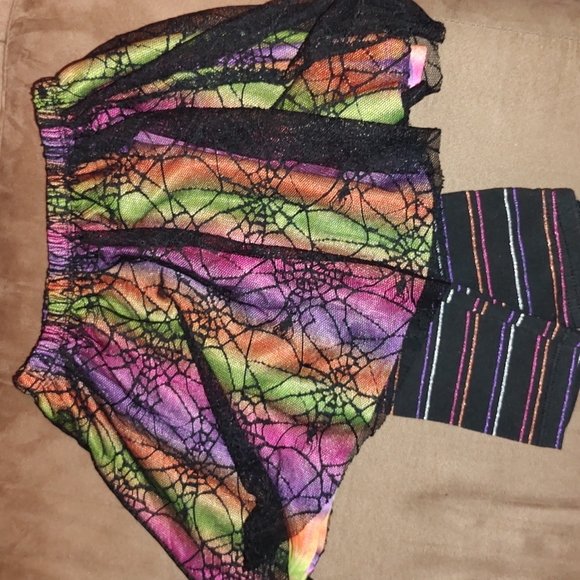 Celebration Other - Halloween kids leggings and skirt - 4t spider web, rainbow